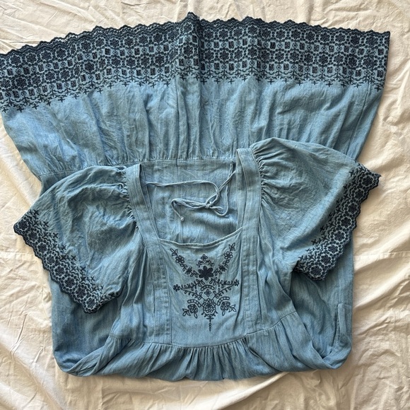 Old Navy Light Blue Lace-Trim Midi Dress - Picture 5 of 9